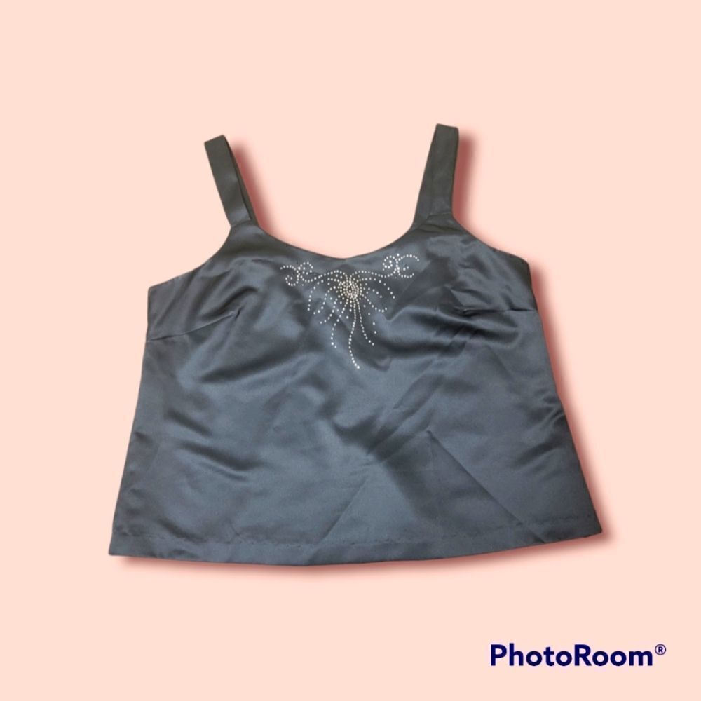 Satin Jeweled Tank Top